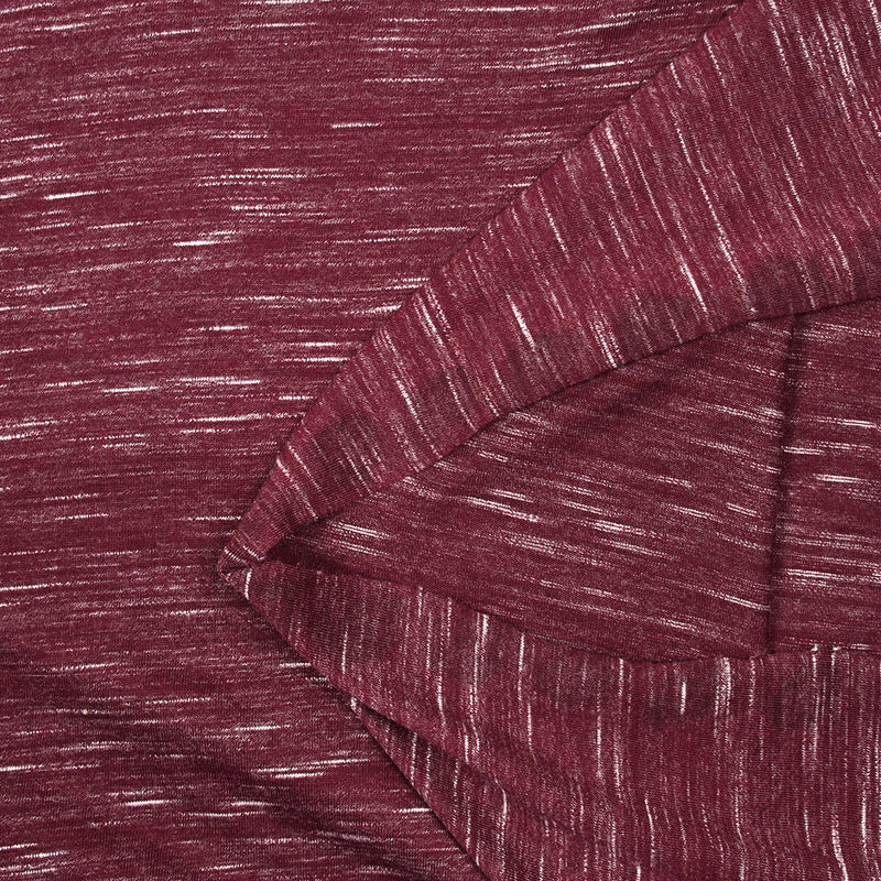 Jersey de polyester flammé blanc fond rouge grenat
