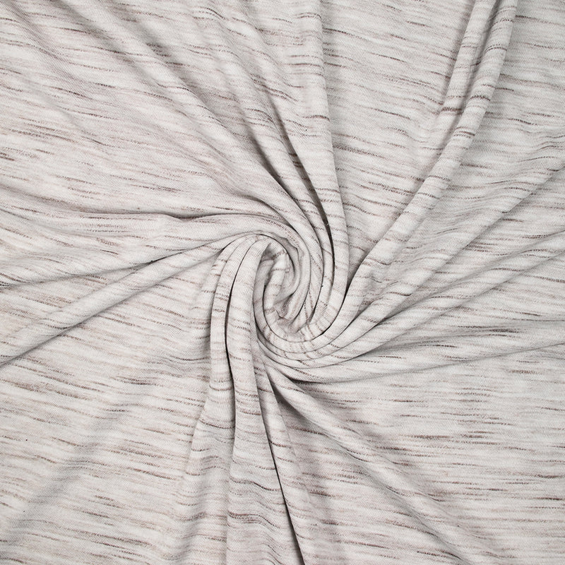 Jersey de polyester flammé marron fond écru