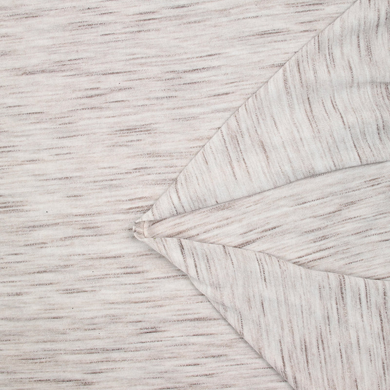 Jersey de polyester flammé marron fond écru