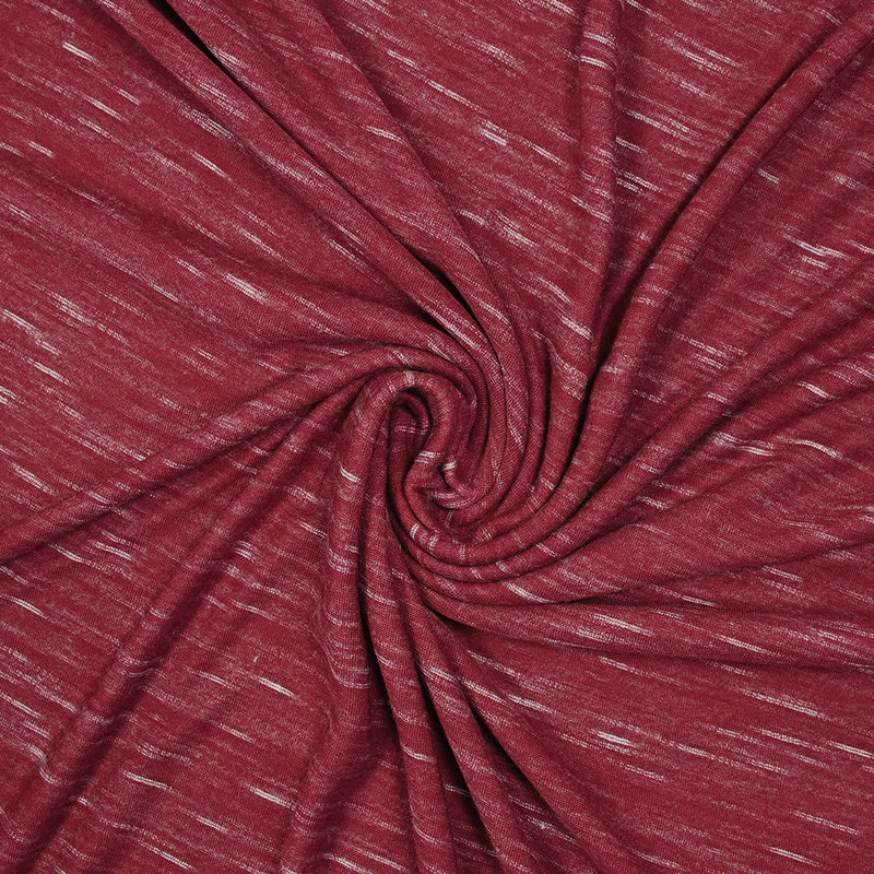 Jersey de polyester flammé blanc fond rouge fraise