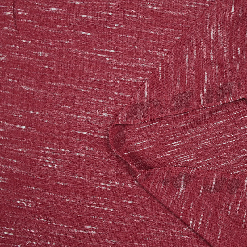 Jersey de polyester flammé blanc fond rouge fraise