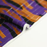 Viscose imprimée rayé lurex argent flamme marron fond violet