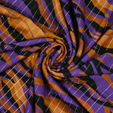 Viscose imprimée rayé lurex argent flamme marron fond violet