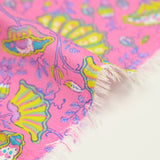 Coton indien imprimé Inaya jaune fond rose