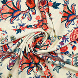 Impresión china de crepe PAISLEY Naranja ECRU Fondo