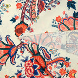 Impresión china de crepe PAISLEY Naranja ECRU Fondo