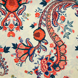Impresión china de crepe PAISLEY Naranja ECRU Fondo
