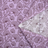 Popelina de algodón estampada con gráfico de flores fondo morado
