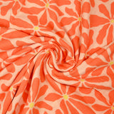 Fondo mandarina flower power estampado doble gasa