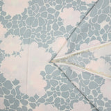 Sergé de viscose imprimé fleurs pastel rose et verte