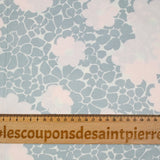 Sergé de viscose imprimé fleurs pastel rose et verte