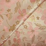 Brocart lamé éclat de fleurs doré et rose dragée