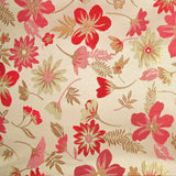 Brocart lamé éclat de fleurs doré et rouge coquelicot