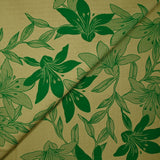 Polyviscose imprimée fleurs bicolore verte fond vert