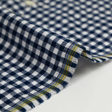 Coton Vichy brodé fond bleu marine