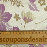 Brocart lamé éclat de fleurs doré et mauve