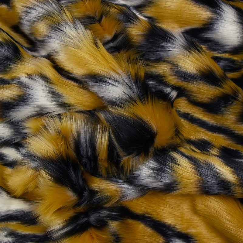 Fausse fourrure Camilla poil mi-long anthracite fond jaune