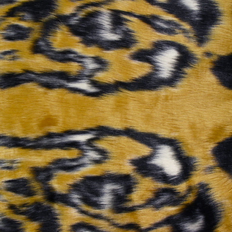 Fausse fourrure Camilla poil mi-long anthracite fond jaune
