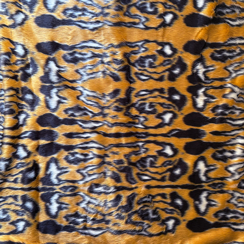 Fausse fourrure Camilla poil mi-long anthracite fond jaune