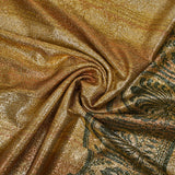 Jersey lamé doré imprimé frise antique vert foncé