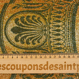 Jersey lamé doré imprimé frise antique vert foncé