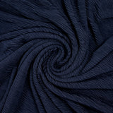 Polyester plissé froissé bleu marine