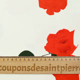 Gabardine 100% coton bouquet de rose rouge fond blanc