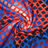 Gabardine de polyester imprimée grand carré fond rouge