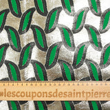 Jacquard lamé feuillage vert fond doré