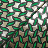 Jacquard lamé feuillage vert fond doré