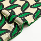 Jacquard lamé feuillage vert fond doré