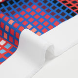 Gabardine de polyester imprimée grand carré fond rouge