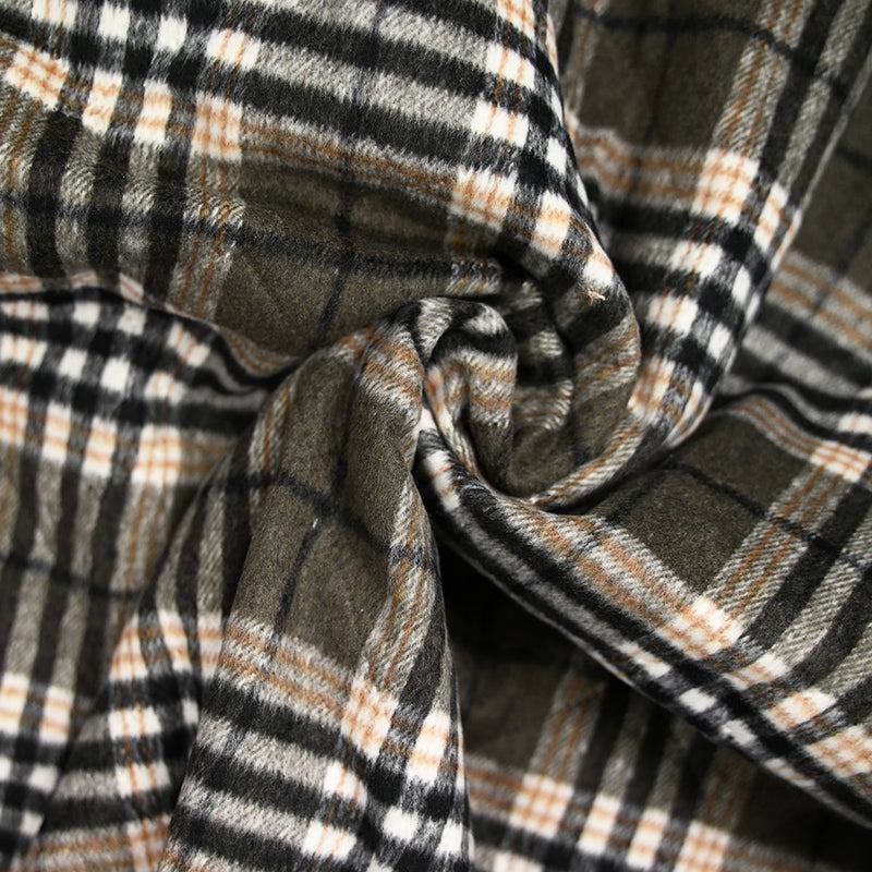 Flanelle matelassée à carreaux Carolina gris vert