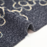 Lainage bouclette fantaisie fleurs fond gris bleuté