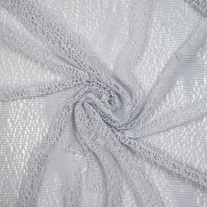 Maille polyester résille plissée constellation gris bleu