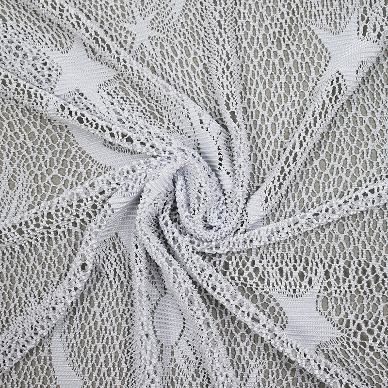 Maille polyester résille plissée constellation gris bleu