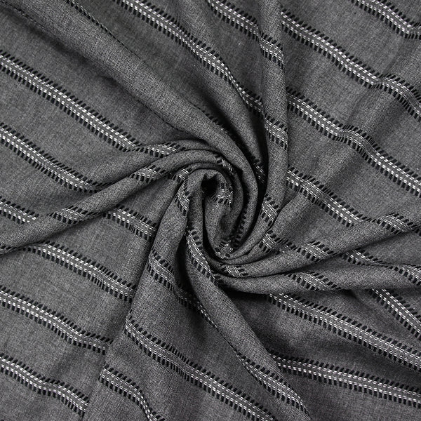 Sergé de viscose esprit chevron noir fond gris anthracite
