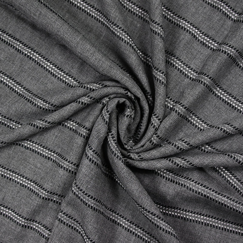 Sergé de viscose esprit chevron noir fond gris anthracite