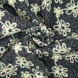 Lainage bouclette fantaisie florale multicolore fond gris bleuté