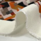 Crêpe viscose imprimé retro block fond grège