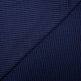 Flowing viscose knit with navy blue openwork stripes