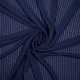 Flowing viscose knit with navy blue openwork stripes