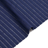 Flowing viscose knit with navy blue openwork stripes