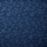 Satin 100% soie jacquard hirondelles et fleurs bleu marine