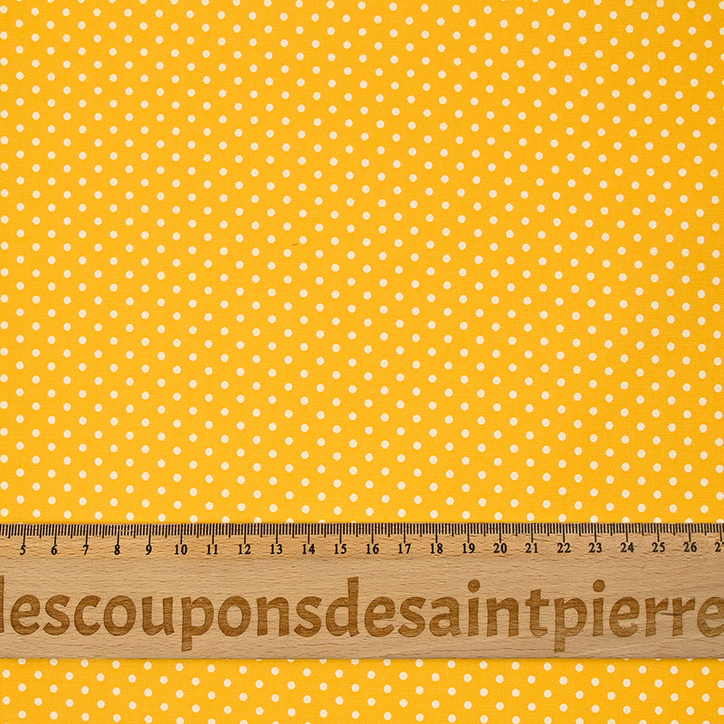 Coton imprimé pois 2mm fond jaune poussin