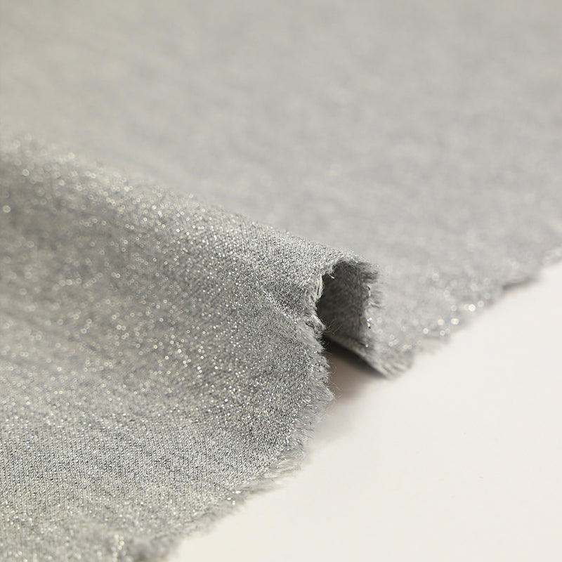 Jersey de coton lurex argent fond gris