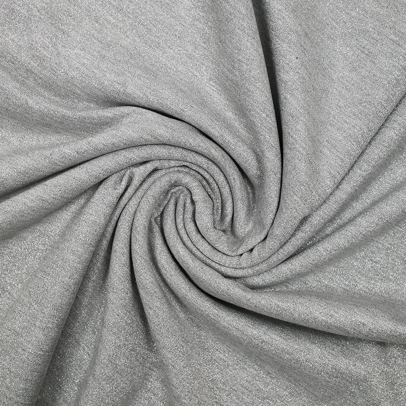Jersey de coton lurex argent fond gris