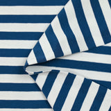 Jersey de coton rayé bleu minéral et blanc