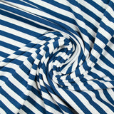 Jersey de coton rayé bleu minéral et blanc