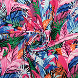 Jersey de polyester imprimé jungle multicolore fond noir